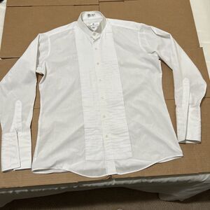 Pierre Balmain Shirt Mens 16 32/33 White Tuxedo Pleated Bib French Cuffs Poplin